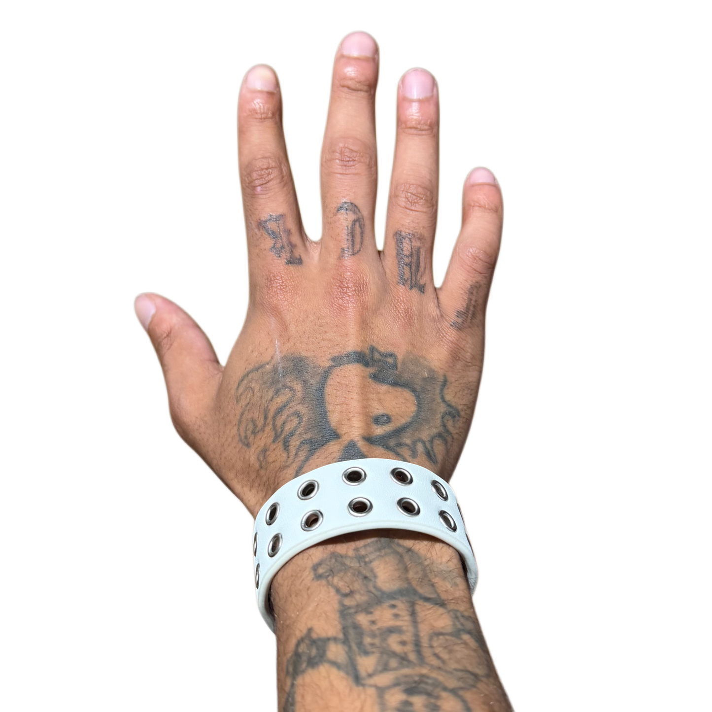 LEATHER GROMMET BRACELET (WHITE)