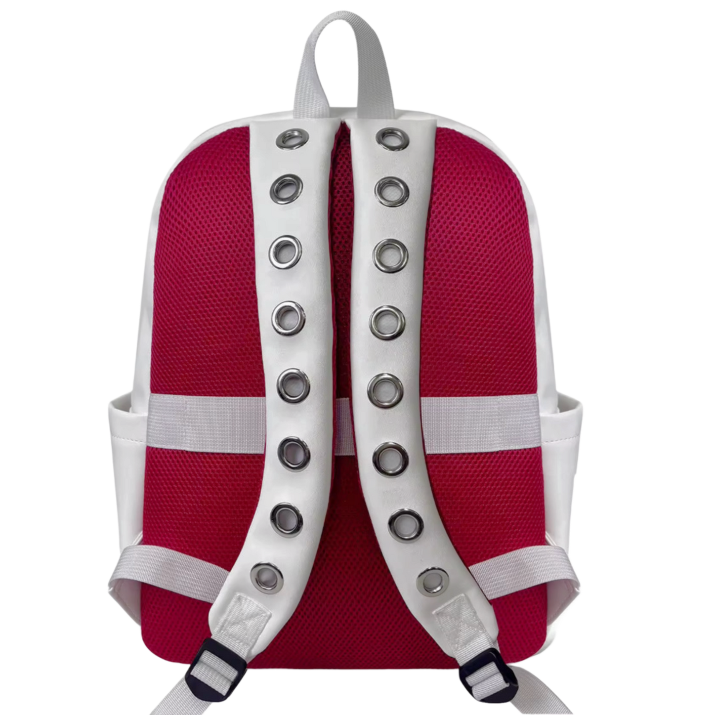LEATHER GROMMET BACKPACK (WHITE/RED)