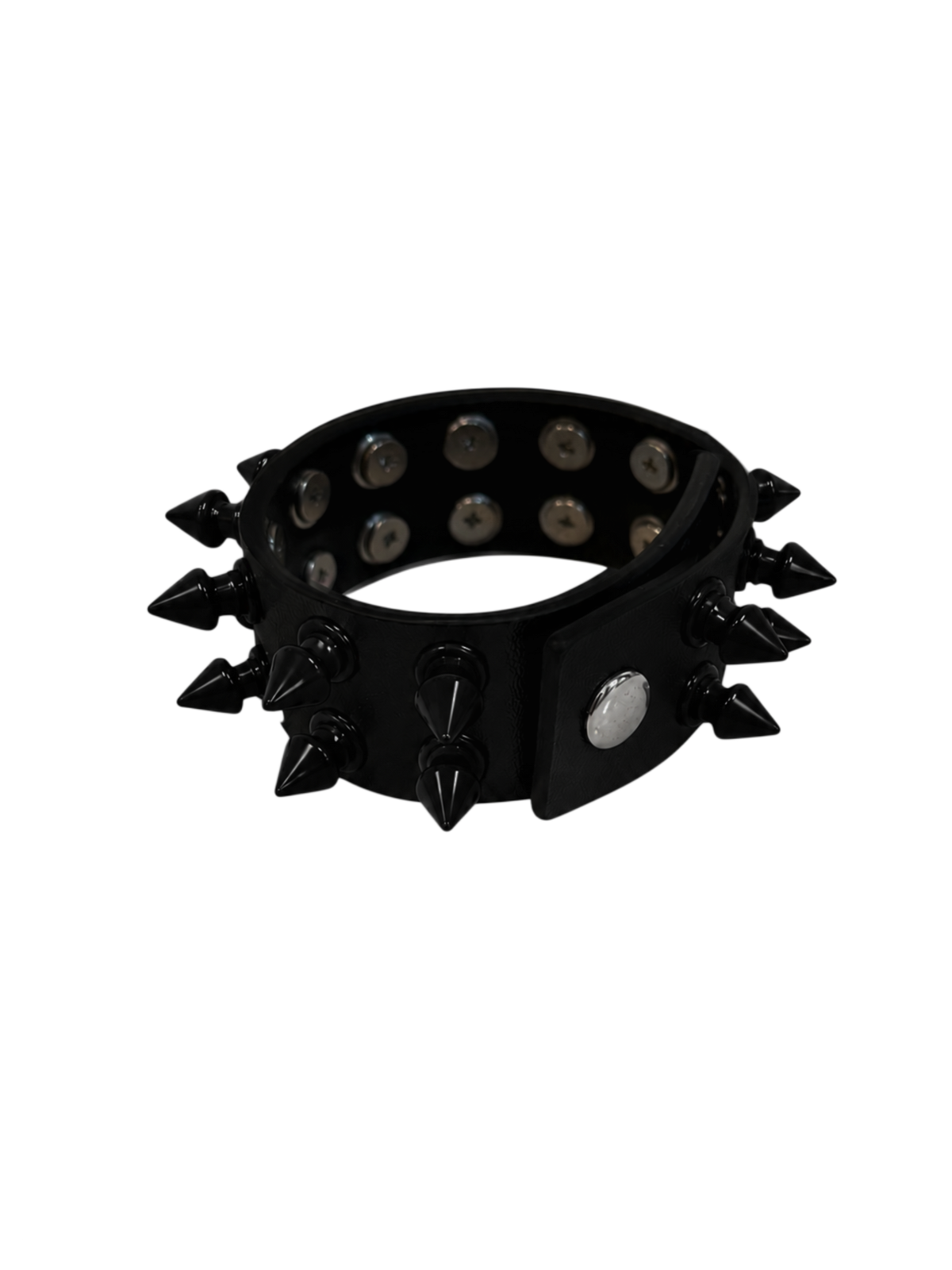 SPIKED LEATHER BRACELET (BLACK/BLACK)