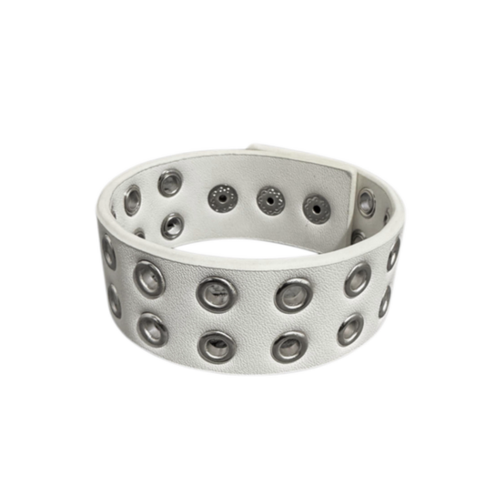 LEATHER GROMMET BRACELET (WHITE)