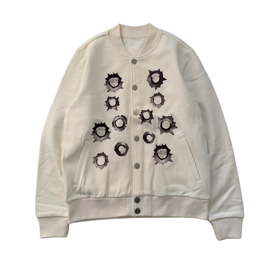 BULLET HOLE LETTERMAN JACKET (WHITE)