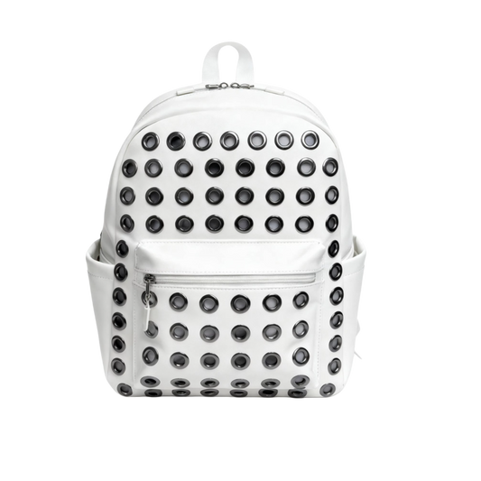 LEATHER EYELET BACKPACK (WHITE)