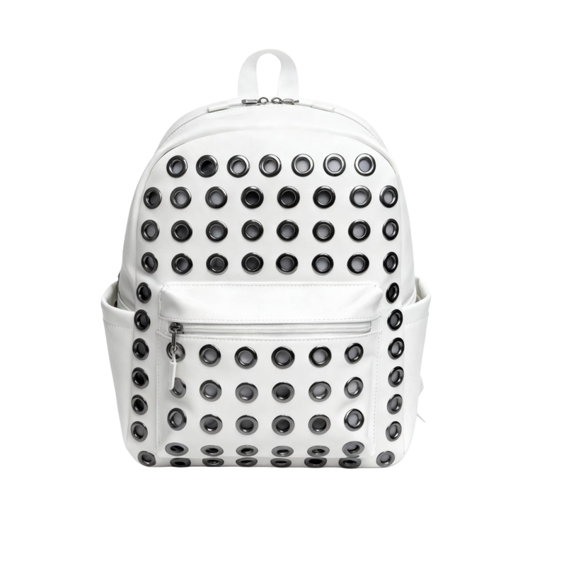 LEATHER EYELET BACKPACK (WHITE)