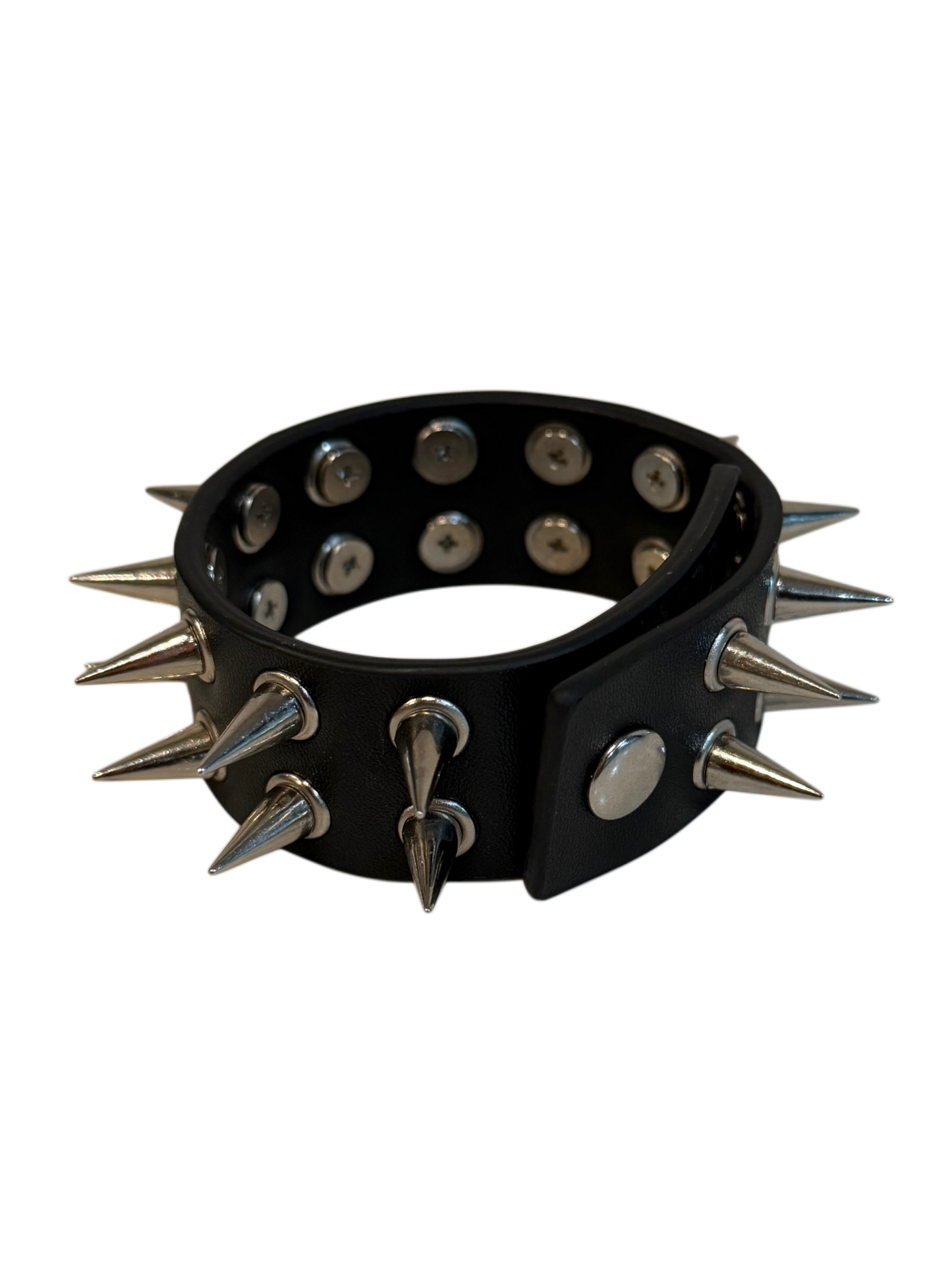 LEATHER SPIKED GROMMET BRACELET (BLACK)
