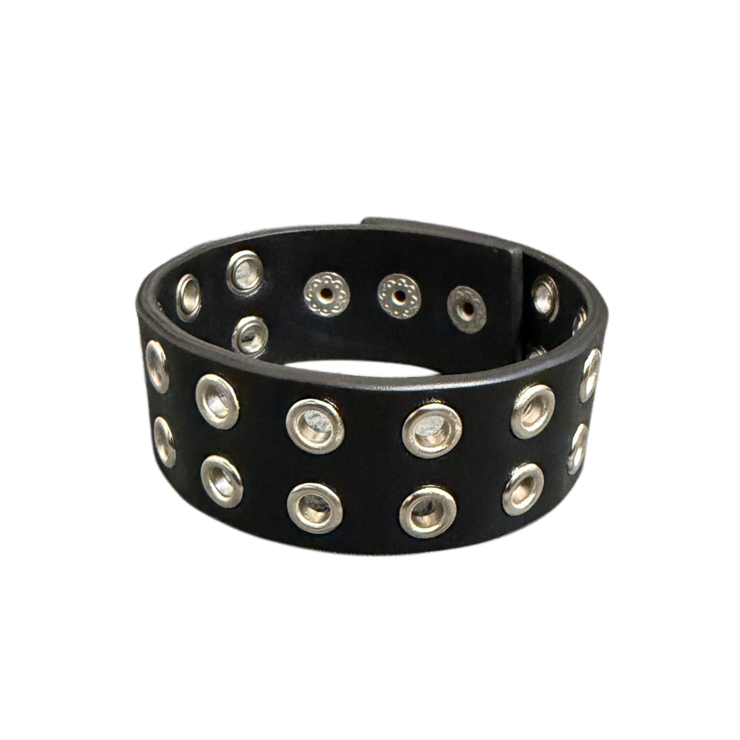 LEATHER GROMMET BRACELET (BLACK)