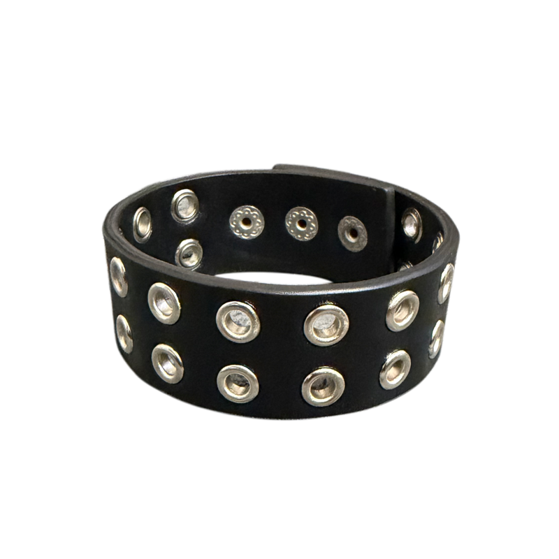 LEATHER GROMMET BRACELET (BLACK)