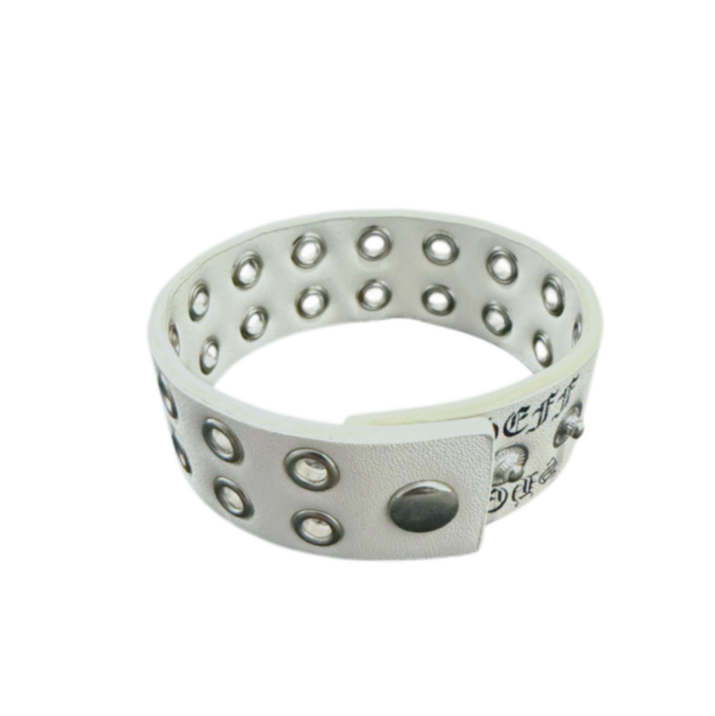 LEATHER GROMMET BRACELET (WHITE)
