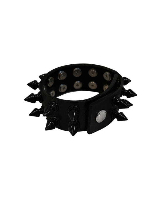 SPIKED LEATHER BRACELET (BLACK/BLACK)
