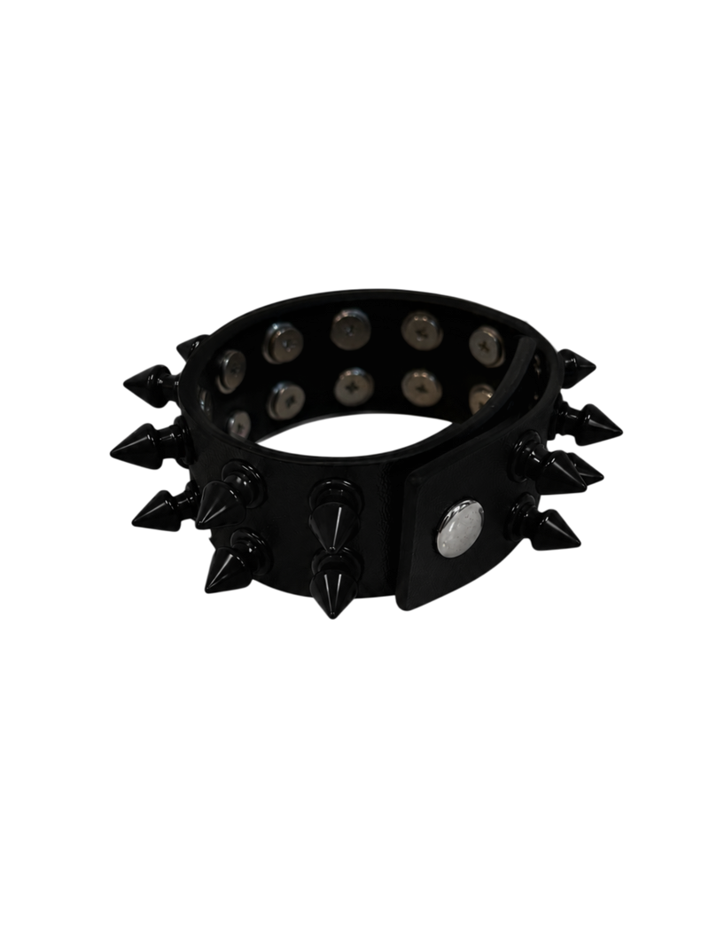 SPIKED LEATHER BRACELET (BLACK/BLACK)