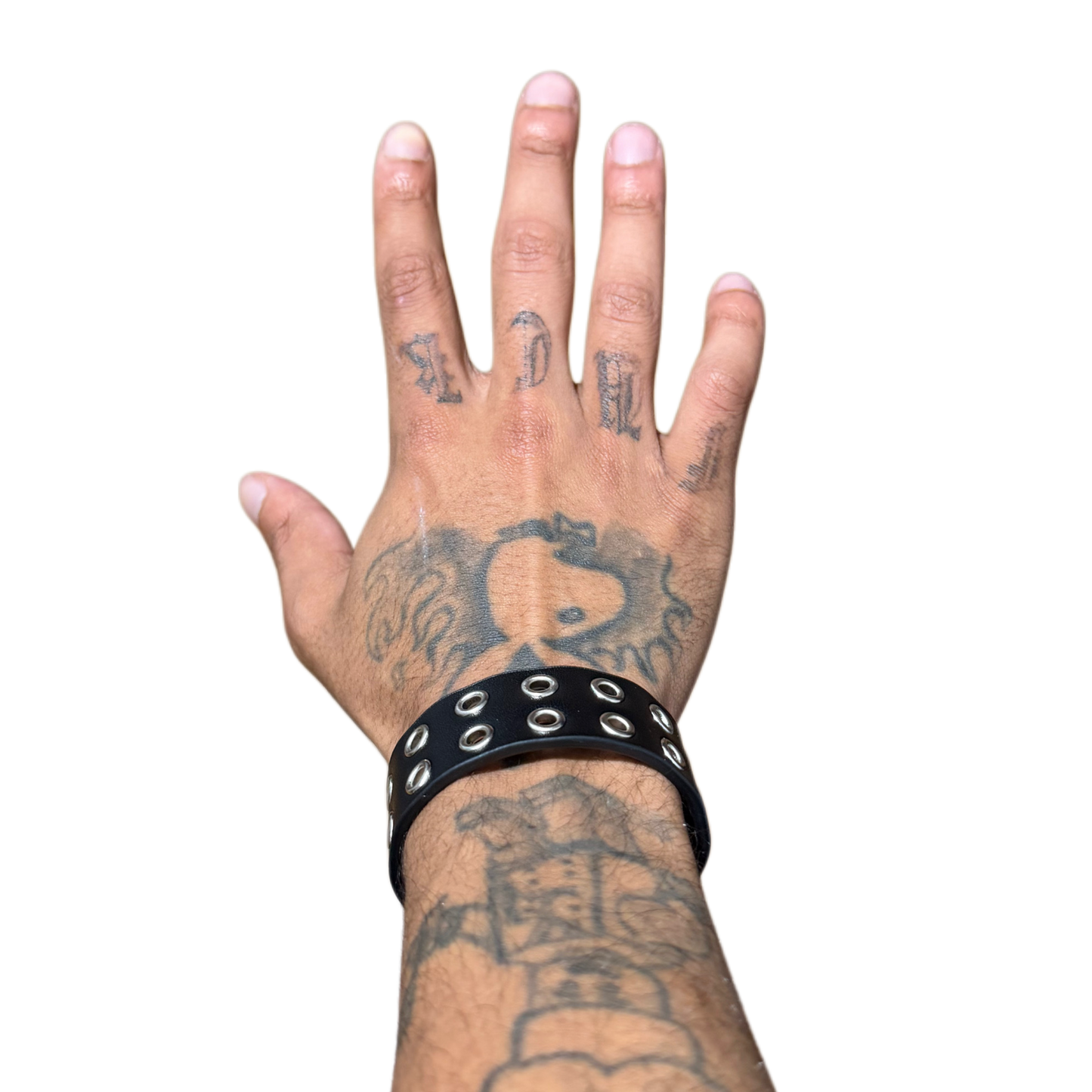 LEATHER GROMMET BRACELET (BLACK)