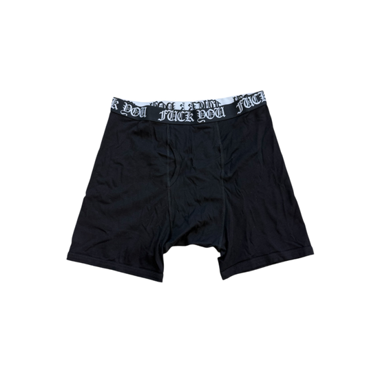 100% COTTON FUCK YOU BOXER BRIEFS 2-PACK (BLACK)