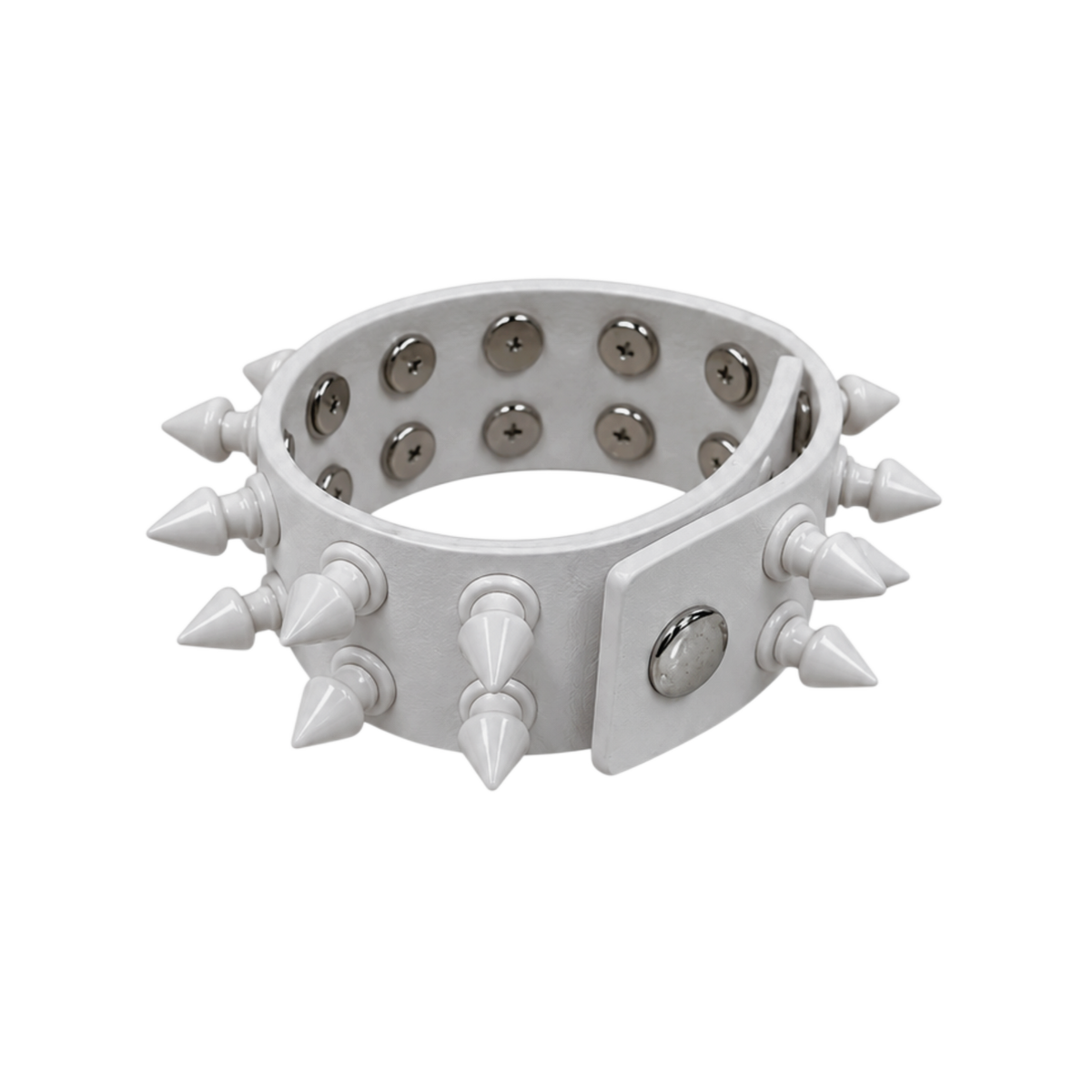 SPIKED LEATHER BRACELET (WHITE/WHITE)