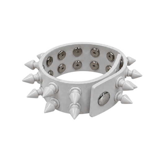 SPIKED LEATHER BRACELET (WHITE/WHITE)