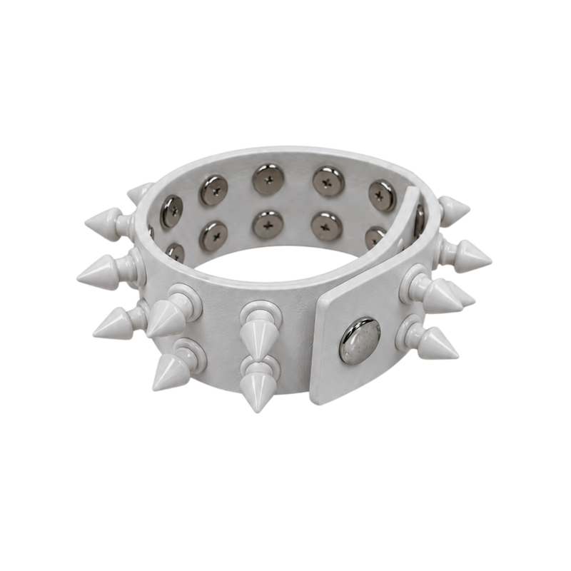 SPIKED LEATHER BRACELET (WHITE/WHITE)