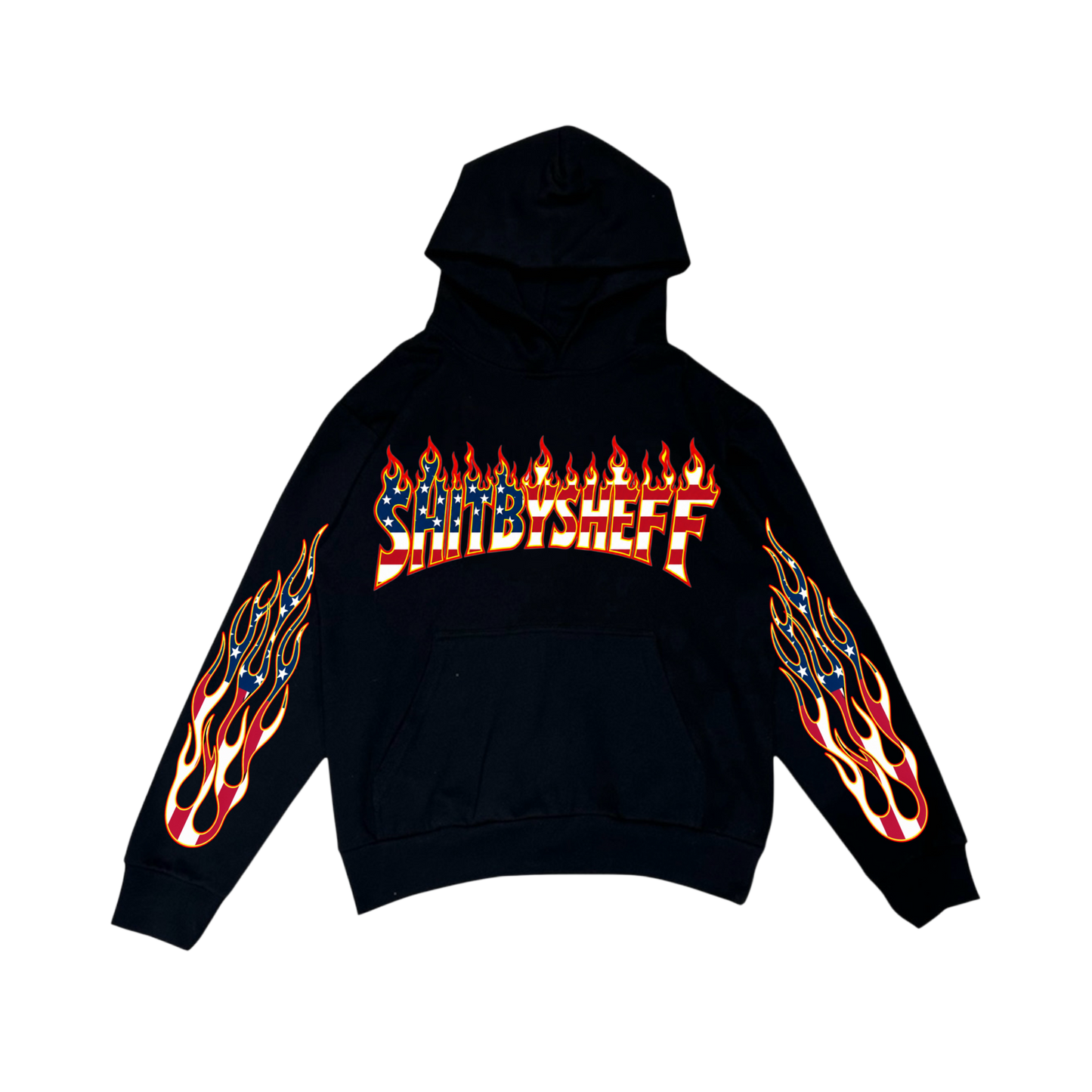 USA FLAME HOODIE (BLACK)