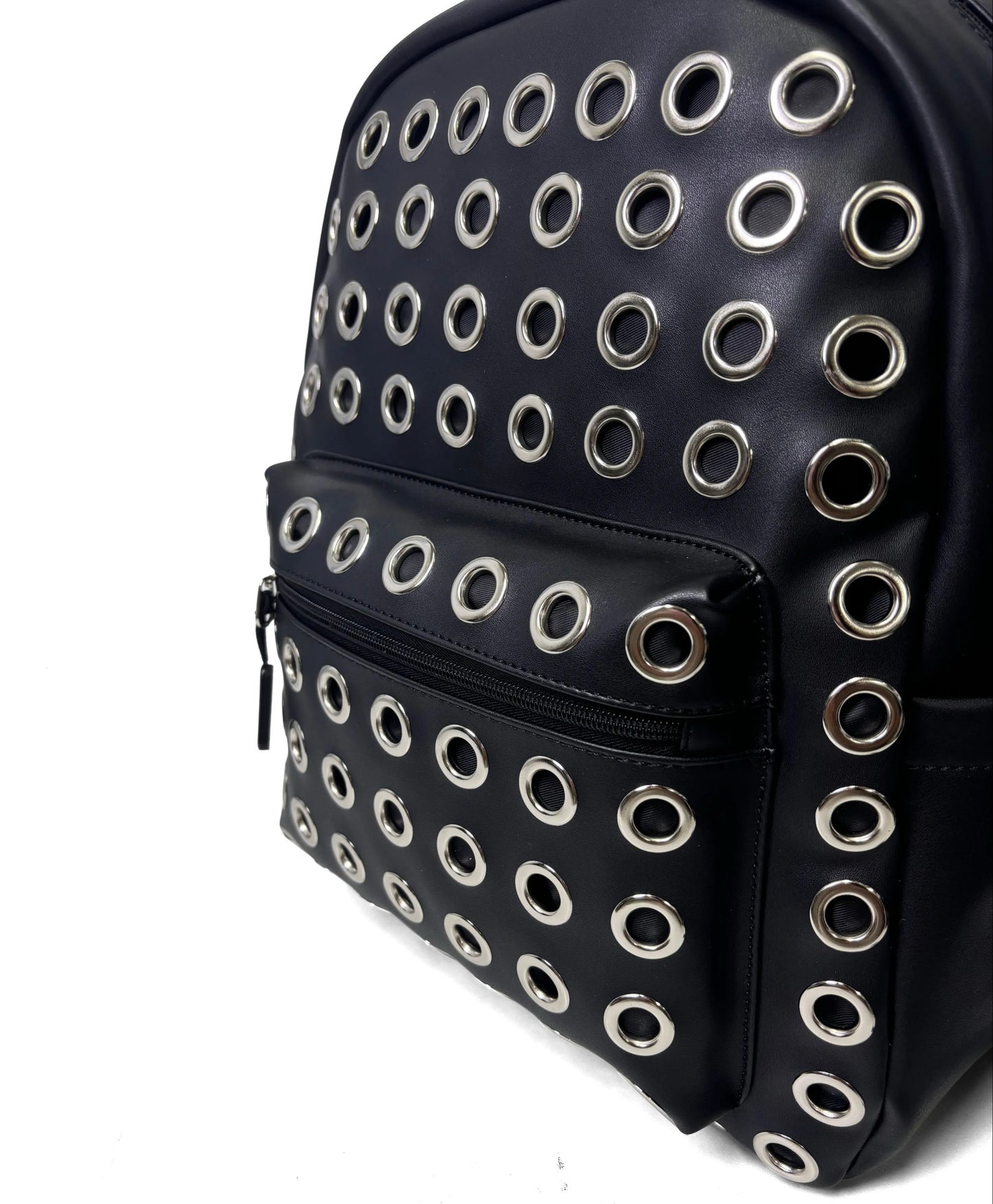 LEATHER GROMMET BACKPACK (BLACK)
