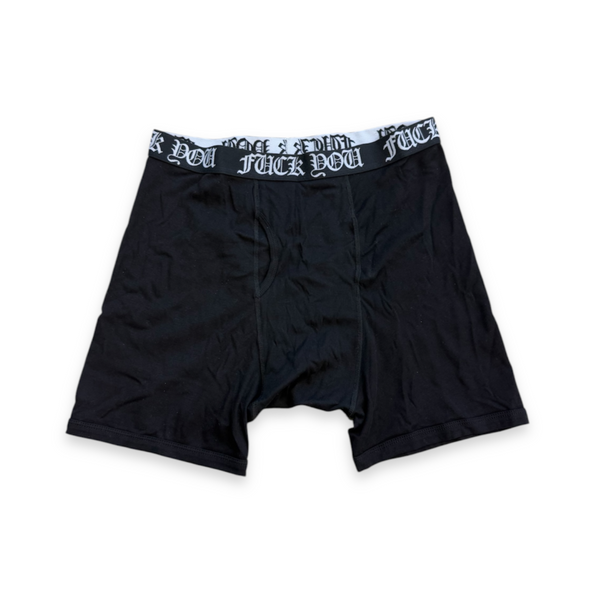 100% COTTON FUCK YOU BOXER BRIEFS 3-PACK (BLACK)