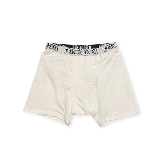 100% COTTON FUCK YOU BOXER BRIEFS 2-PACK (WHITE)