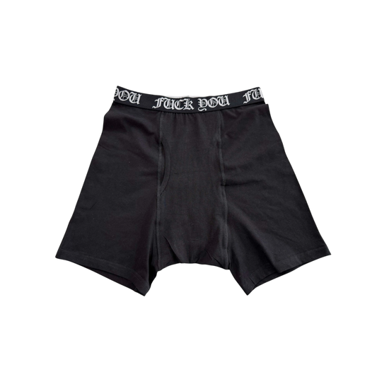 100% COTTON FUCK YOU BOXER BRIEFS 2-PACK (BLACK)