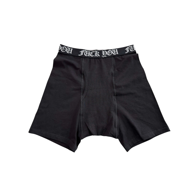 100% COTTON FUCK YOU BOXER BRIEFS 2-PACK (BLACK)